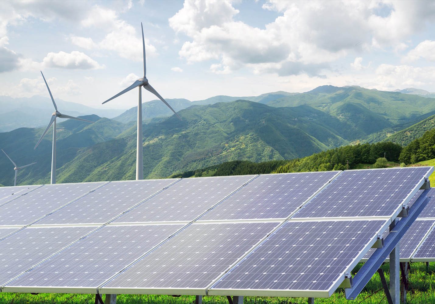 Wind turbines above a river valley